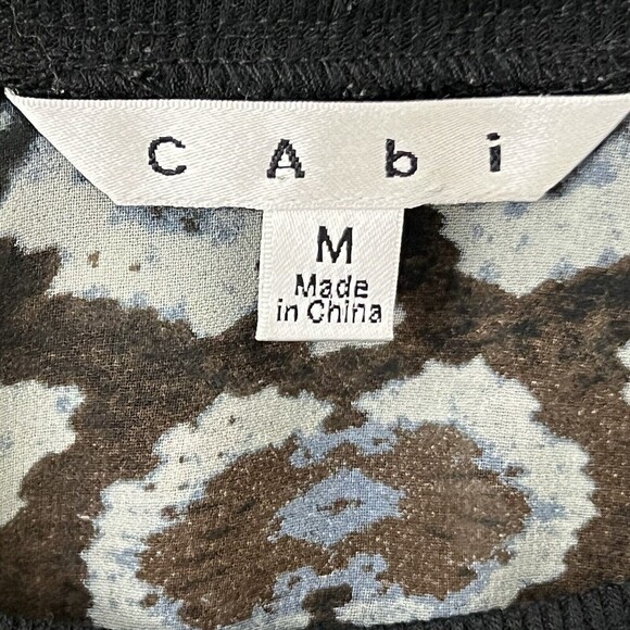 CAbi Womens Size Medium Black Python Print Sheer Blouse - Picture 5 of 5